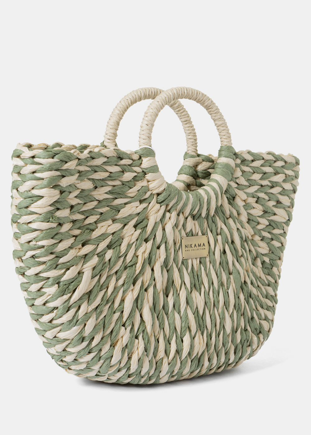 Green & Ecru Knitted Bag